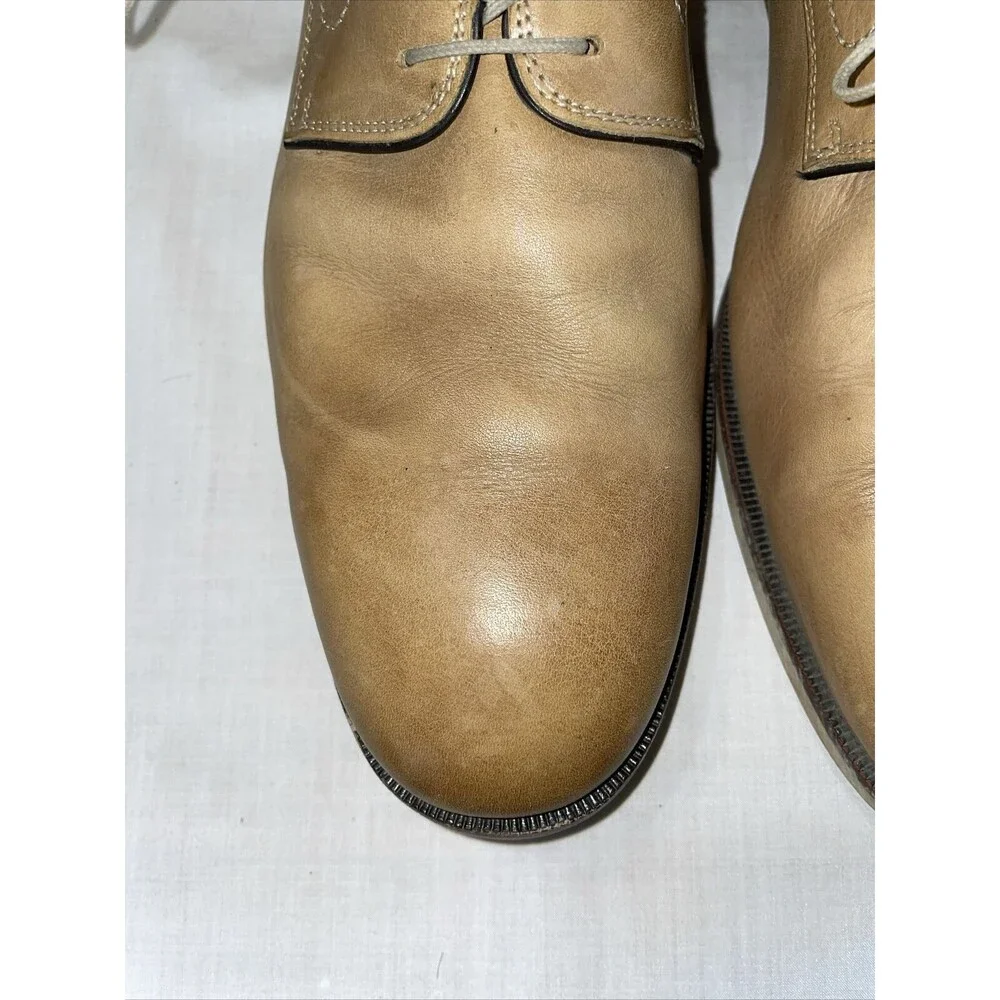 Johnston & Murphy Dress Shoes Mens Size 11 M Tan Leather Oxfords Round Toe Block